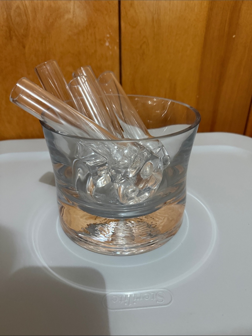 Clear Glass Double-Walled Shot Glass Holder and 5 Shot Glasses Home Dining